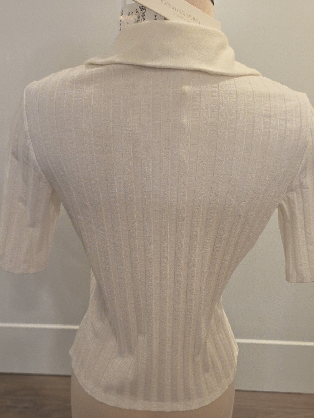 Jonathan Simkhai Cream Ribbed Polo Top size L new with tags - Picture 7 of 9